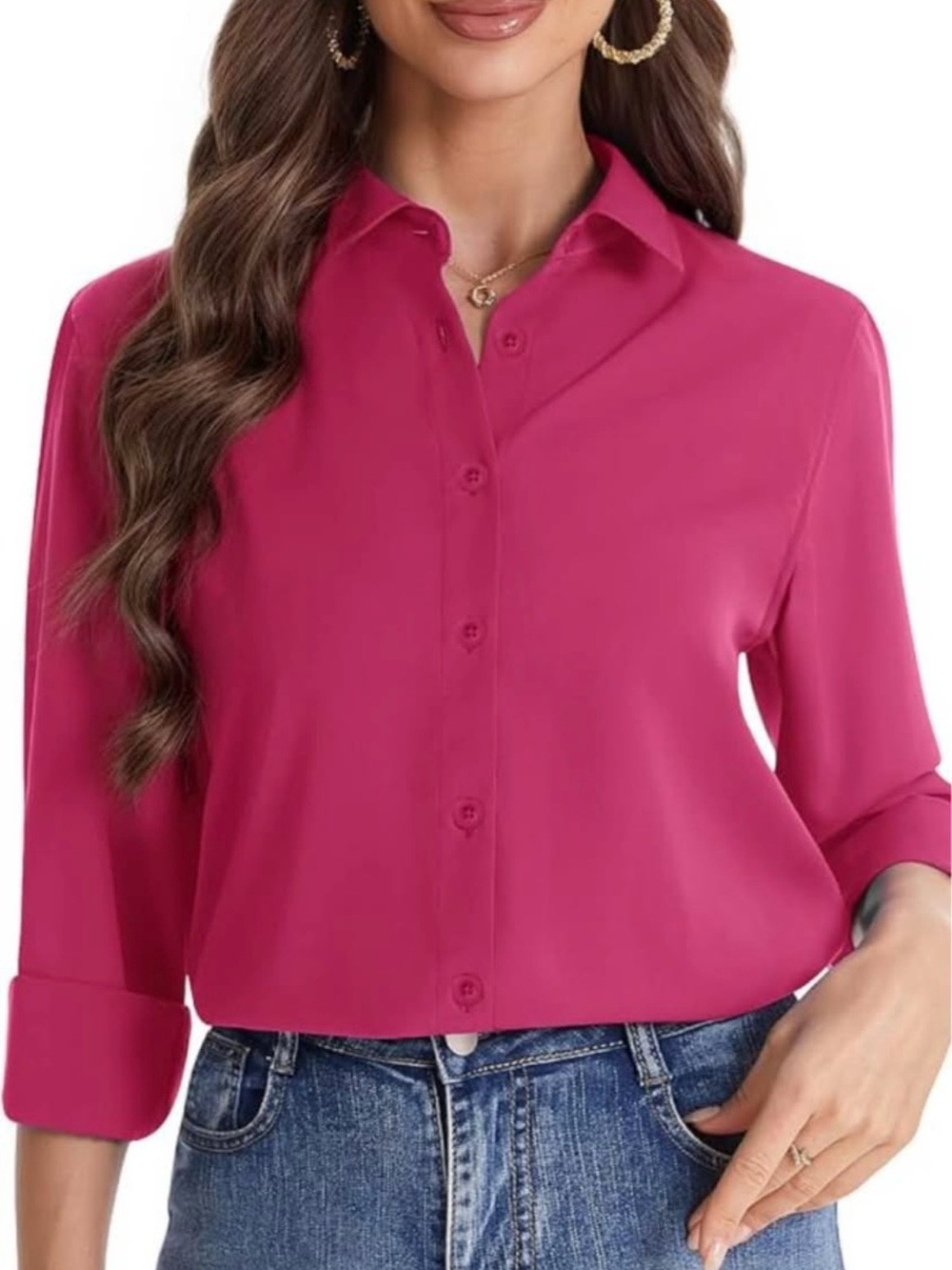 Etro Fuchsia Button-Down Collared Blouse